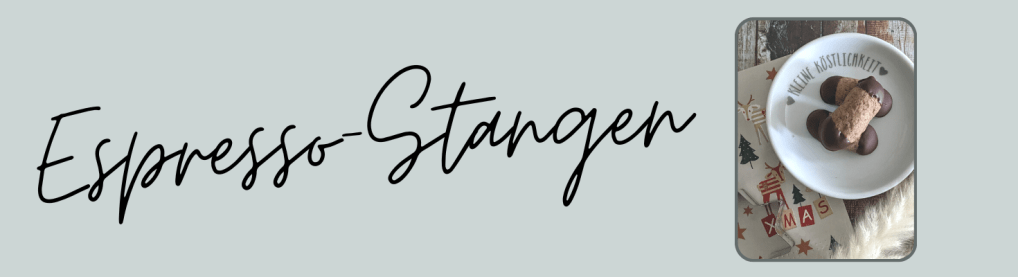 Espresso-Stangen in Wort und Foto mit Weihnachtsdekoration